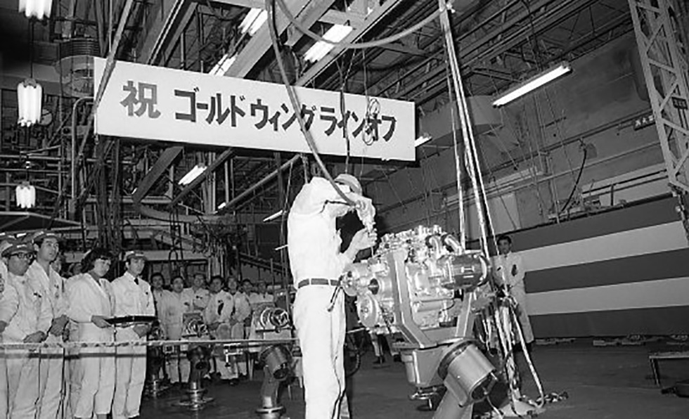 1974年12月 GL1000のエンジンラインオフ式典(埼玉製作所和光工場)