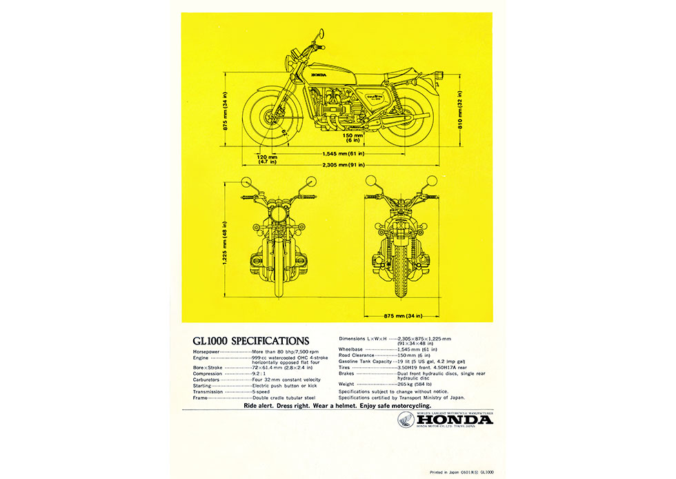 アメリカで活用された1975年制作のGL1000のカタログ